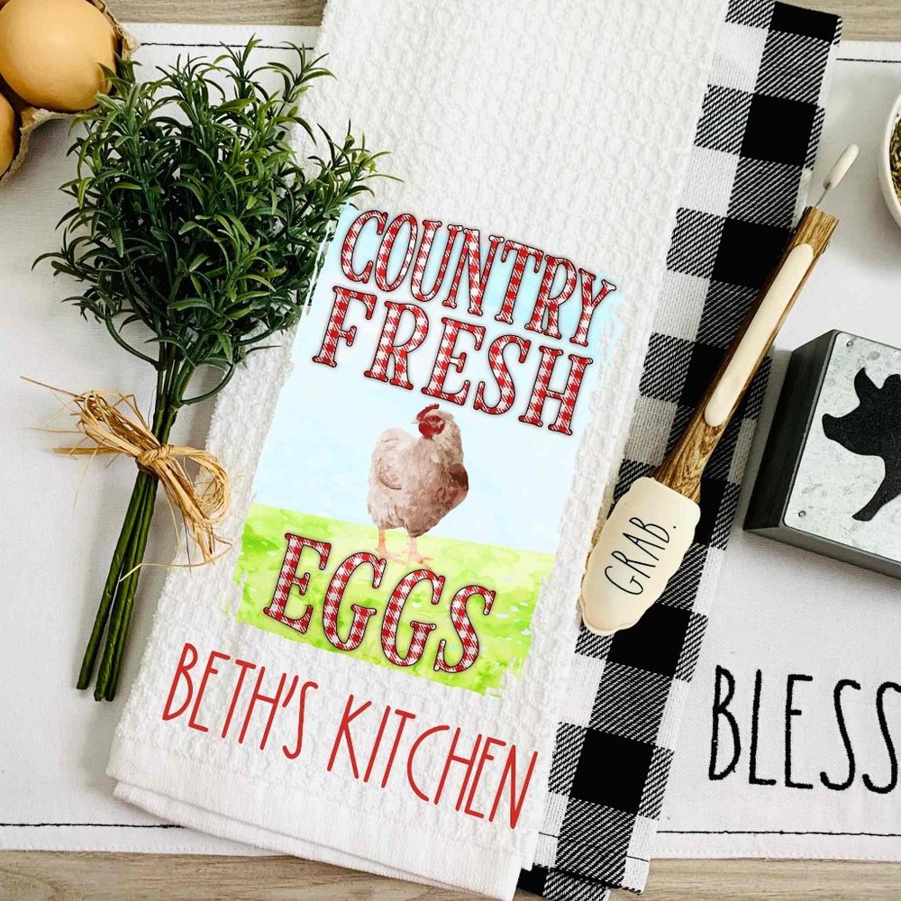 TEA TOWEL-Country Fresh-Kitchen Towel-Personalized-Housewarming Gift-Hostess Gi…